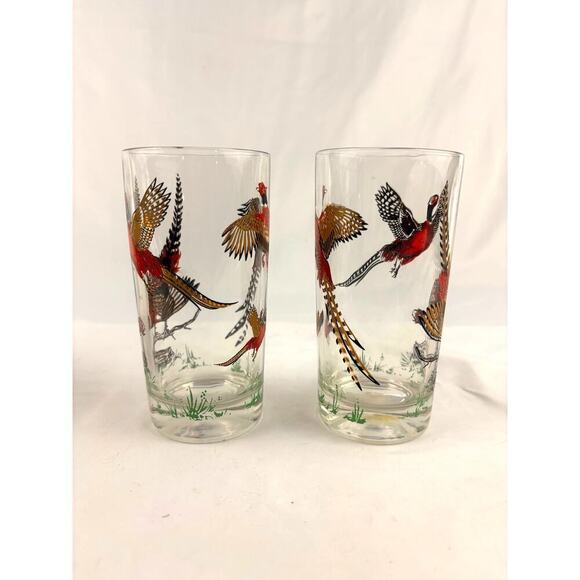 Vintage Set of 2 Pheasant Highball Glasses Mid-Century Barware 1960s - Picture 3 of 16